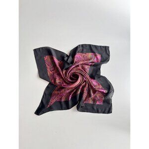 Vintage CARETA Pink Purple Paisley Print Silk Crepe 30" x 30" Large Square Scarf